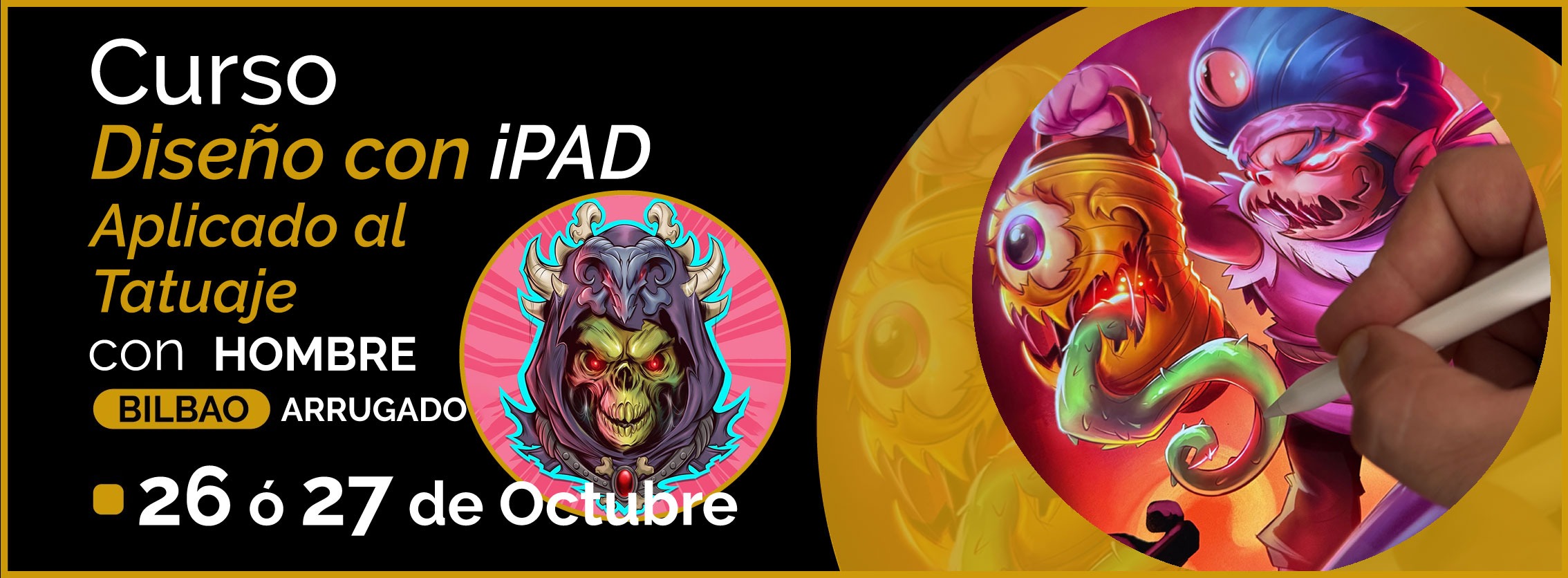 Curso de Procreate aplicado al tatuaje con Hombre Arrugado